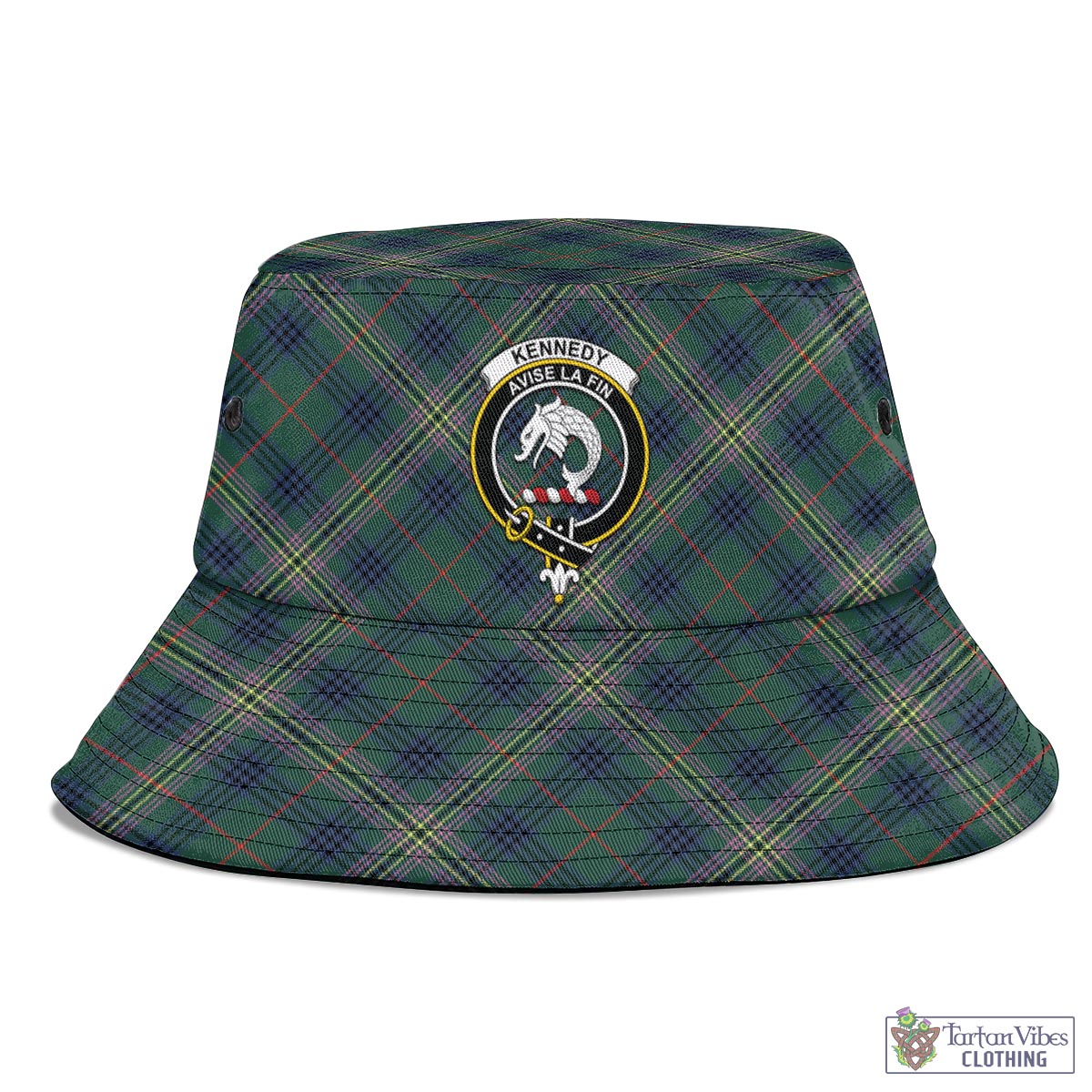 Tartan Vibes Clothing Kennedy Modern Tartan Bucket Hat with Family Crest