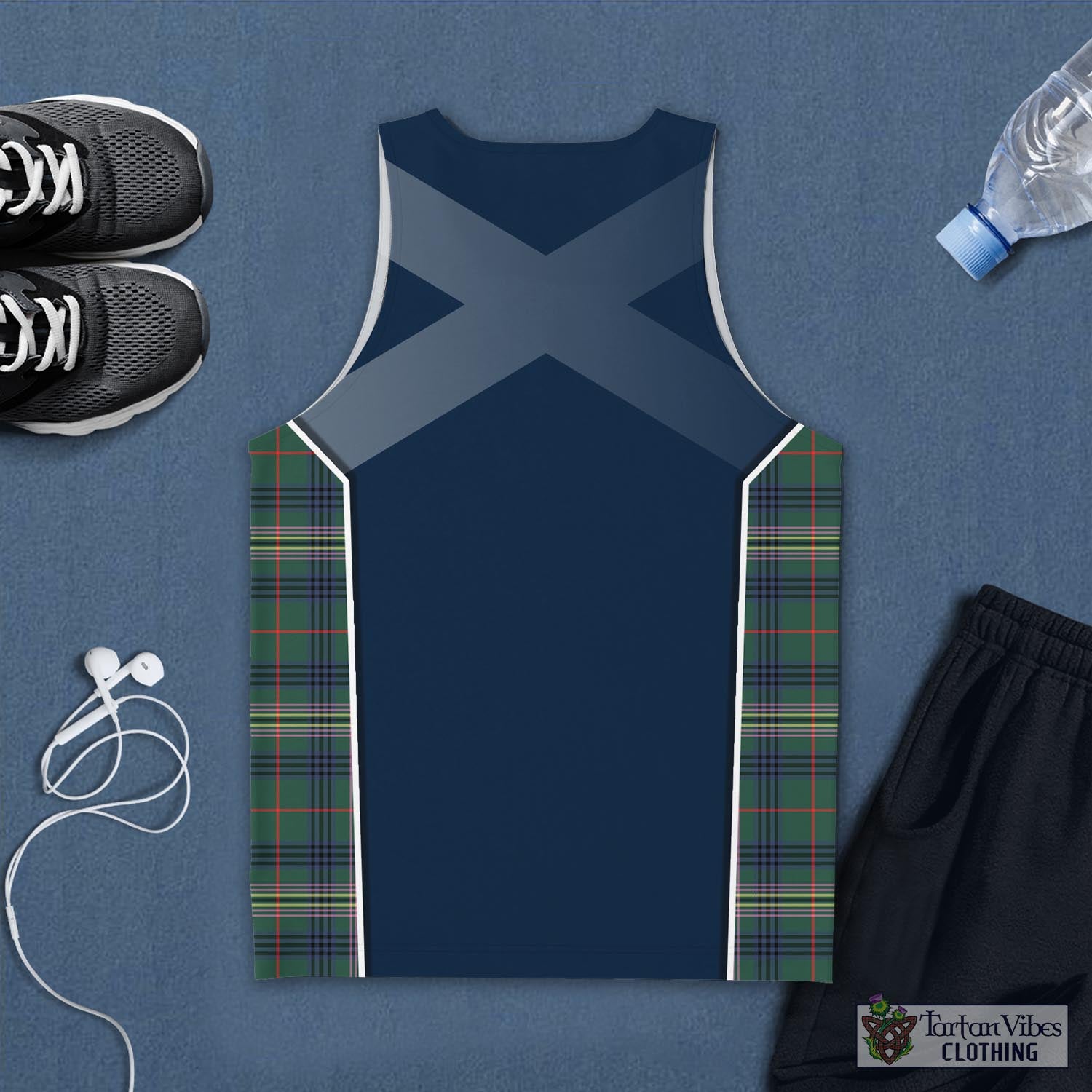 Tartan Vibes Clothing Kennedy Modern Tartan Men's Tanks Top with Family Crest and Scottish Thistle Vibes Sport Style