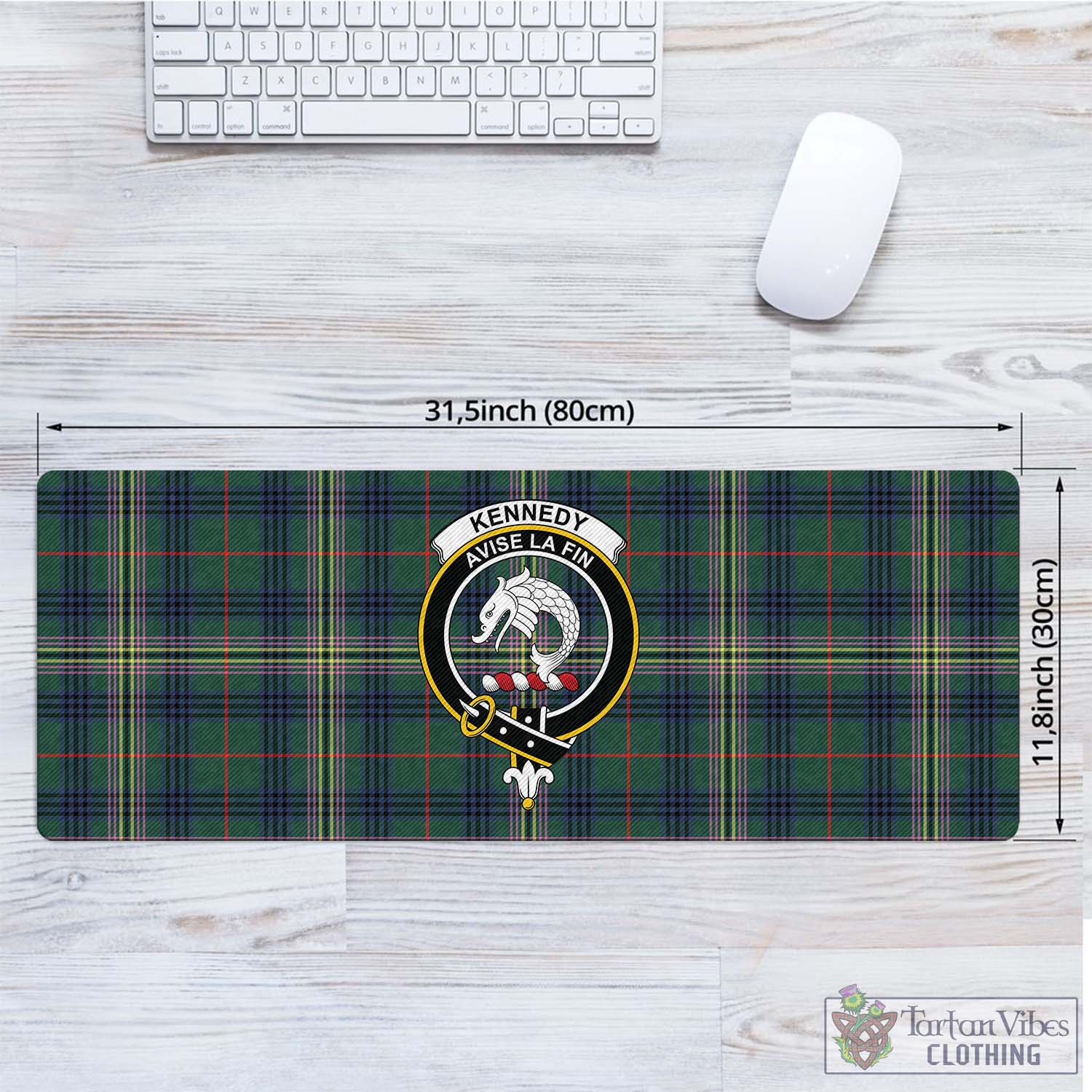 Tartan Vibes Clothing Kennedy Modern Tartan Mouse Pad with Family Crest