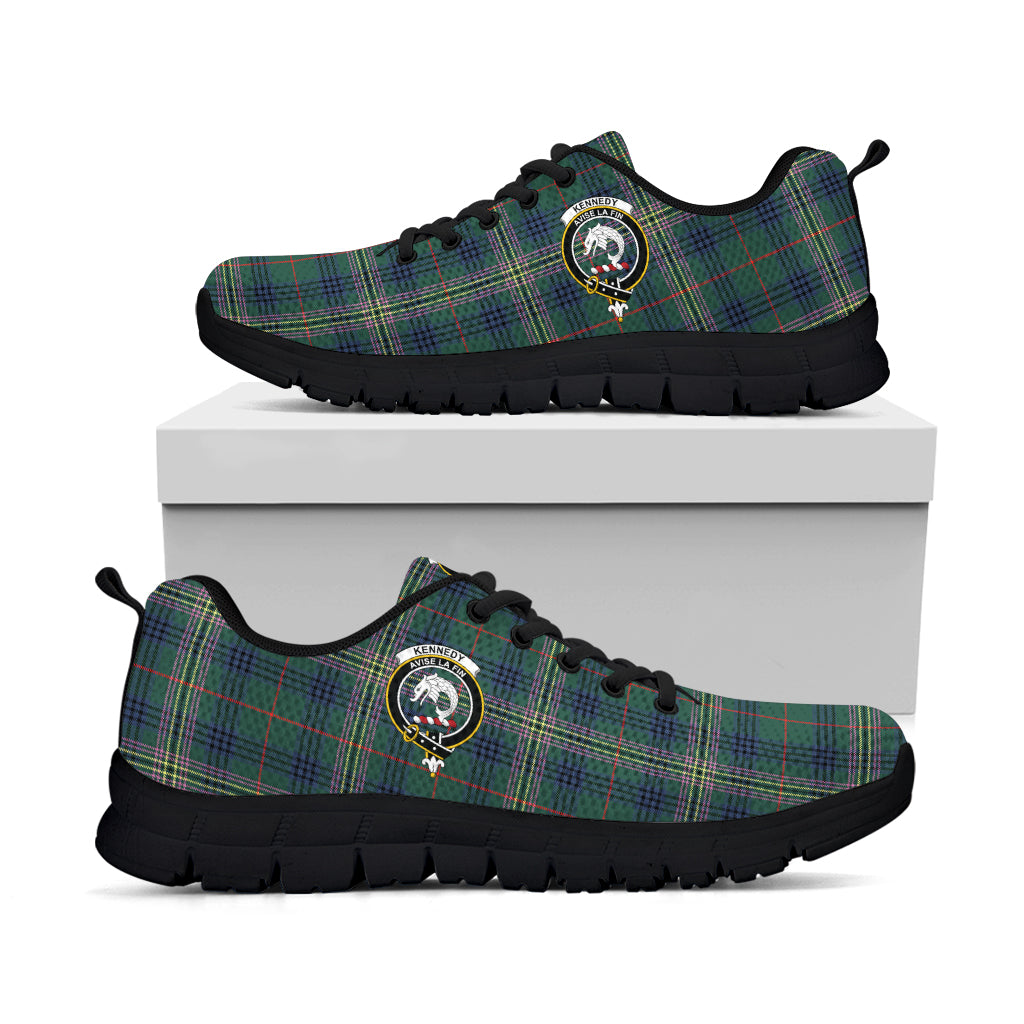 Kennedy Modern Tartan Sneakers with Family Crest - Tartan Vibes Clothing