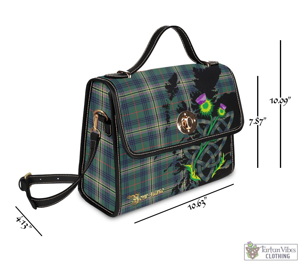 Tartan Vibes Clothing Kennedy Modern Tartan Waterproof Canvas Bag with Scotland Map and Thistle Celtic Accents