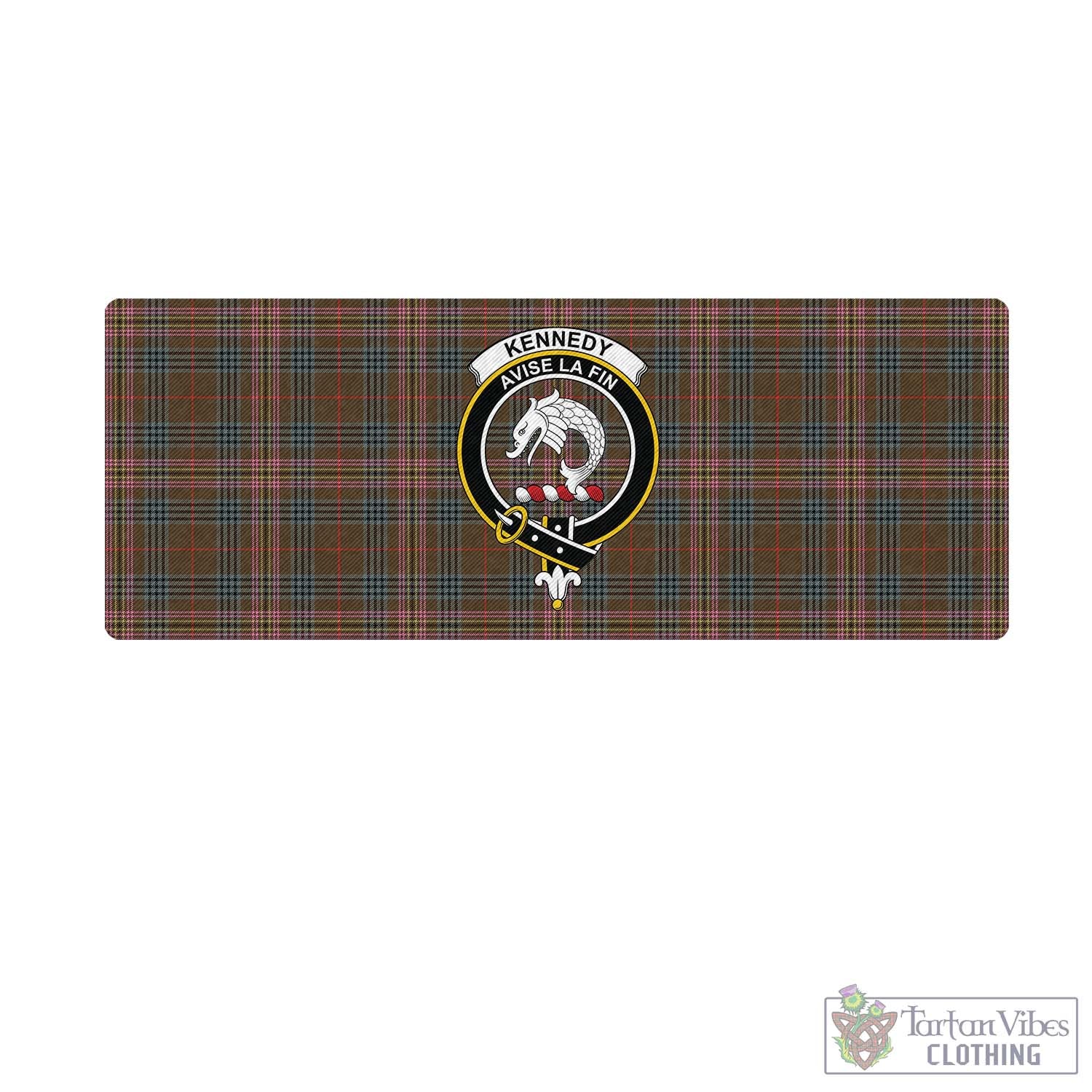 Tartan Vibes Clothing Kennedy Weathered Tartan Mouse Pad with Family Crest
