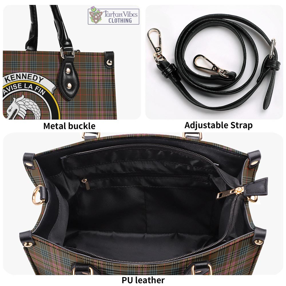 Tartan Vibes Clothing Kennedy Weathered Tartan Luxury Leather Handbags with Family Crest