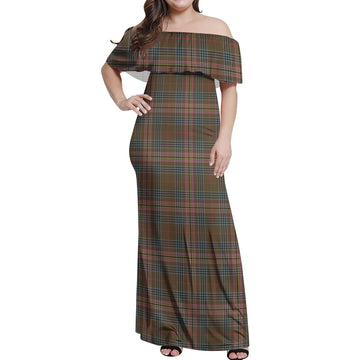 Kennedy Weathered Tartan Off Shoulder Long Dress