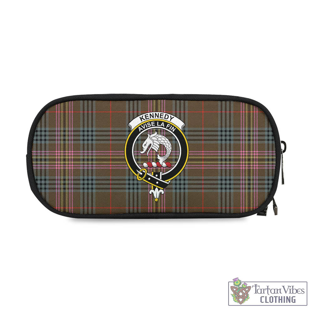 Tartan Vibes Clothing Kennedy Weathered Tartan Pen and Pencil Case with Family Crest