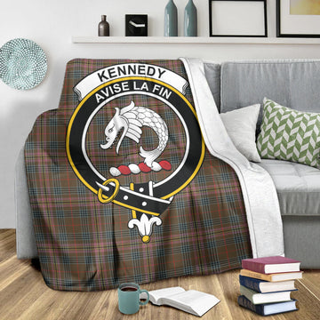 Kennedy Weathered Tartan Blanket with Family Crest