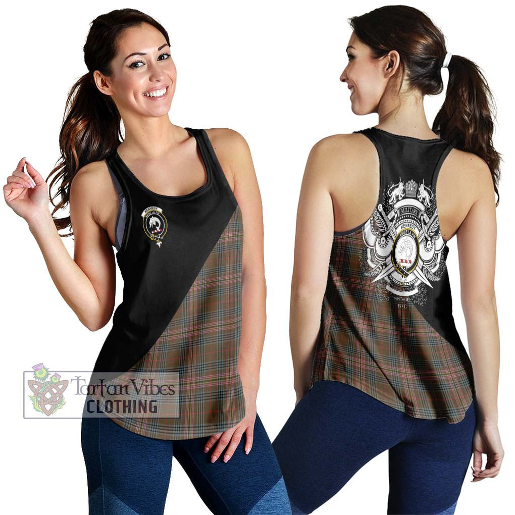 Kennedy Weathered Tartan Women's Racerback Tanks with Family Crest and Military Logo Style 4XL - Tartanvibesclothing Shop