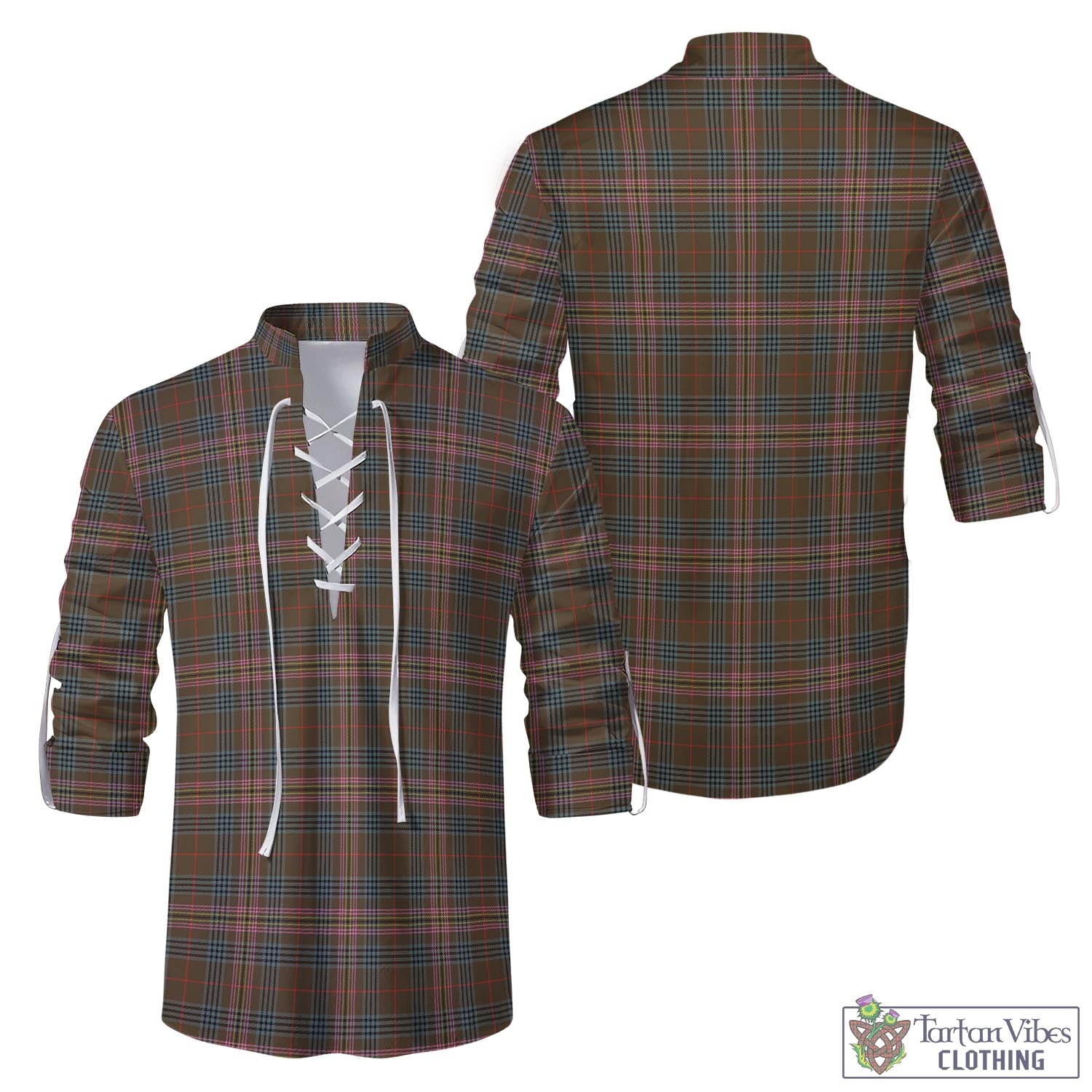 Tartan Vibes Clothing Kennedy Weathered Tartan Men's Scottish Traditional Jacobite Ghillie Kilt Shirt