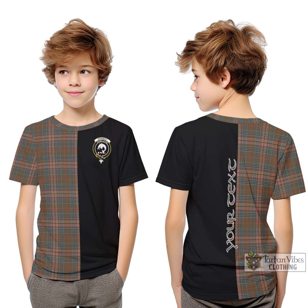 Kennedy Weathered Tartan Kid T-Shirt with Family Crest and Half Of Me Style Youth XL Size14 - Tartanvibesclothing Shop