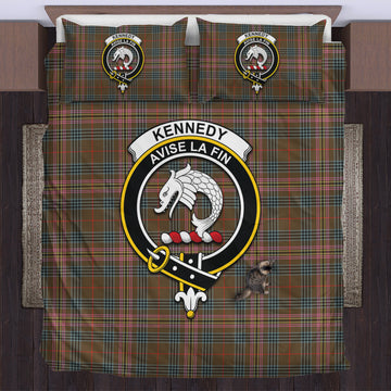 Kennedy Weathered Tartan Bedding Set with Family Crest