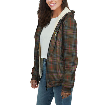 Kennedy Weathered Tartan Sherpa Hoodie with Family Crest