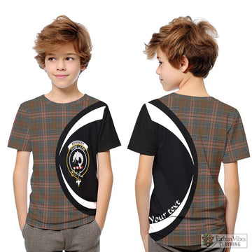 Kennedy Weathered Tartan Kid T-Shirt with Family Crest Circle Style