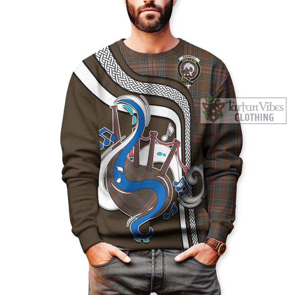 Tartan Vibes Clothing Kennedy Weathered Tartan Sweatshirt with Epic Bagpipe Style