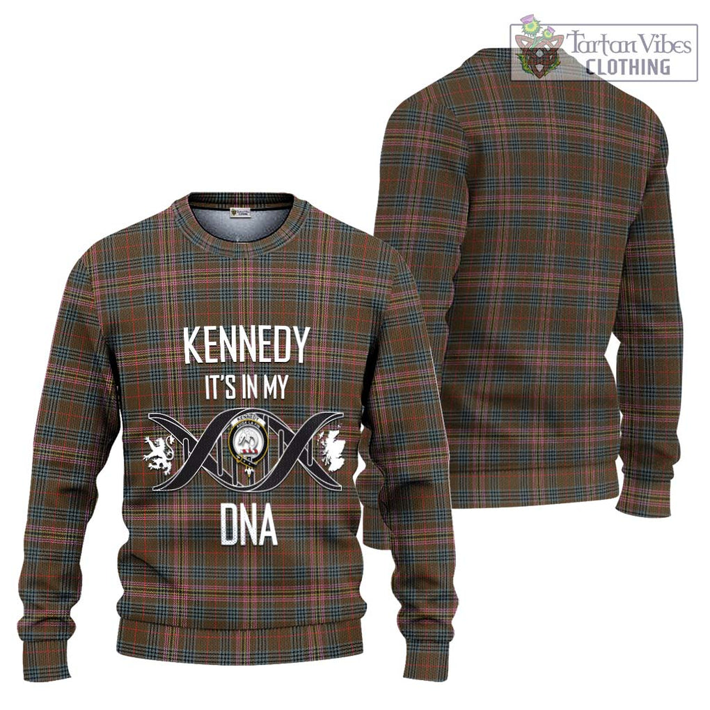 Kennedy Weathered Tartan Knitted Sweater with Family Crest DNA In Me Style Unisex - Tartanvibesclothing Shop