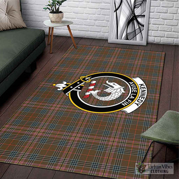 Kennedy Weathered Tartan Area Rug with Family Crest