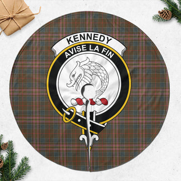 Kennedy Weathered Tartan Christmas Tree Skirt with Family Crest