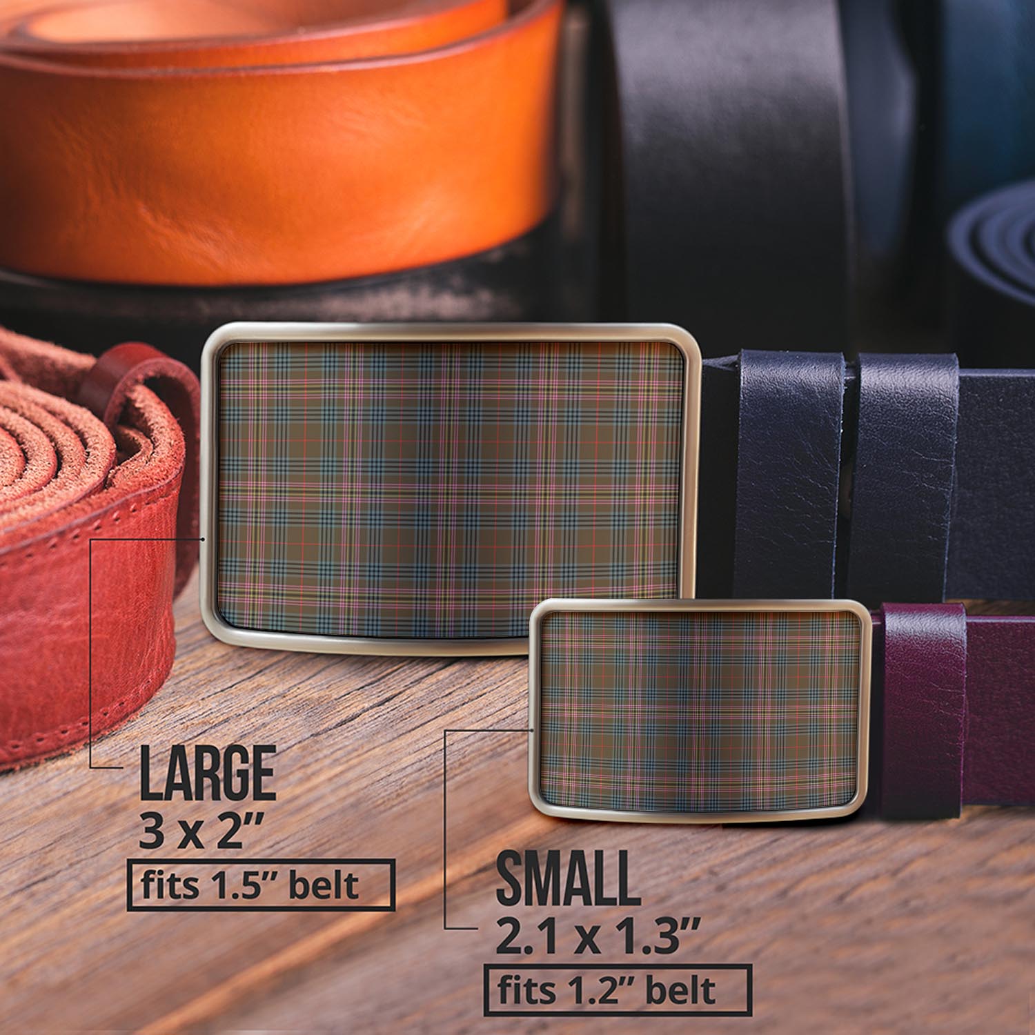 Kennedy Weathered Tartan Belt Buckles - Tartanvibesclothing