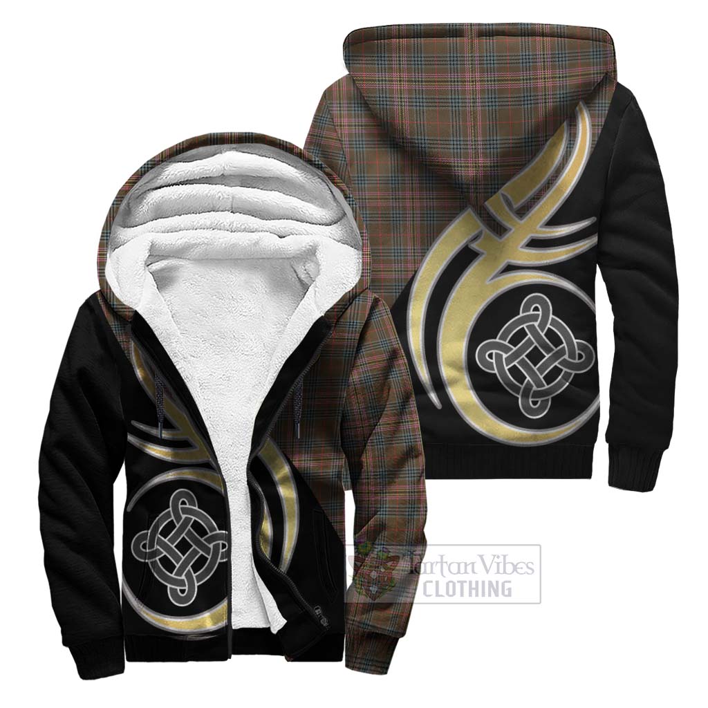 Kennedy Weathered Tartan Sherpa Hoodie with Family Crest and Celtic Symbol Style Unisex S - Tartan Vibes Clothing