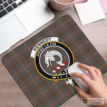 Kennedy Weathered Tartan Mouse Pad with Family Crest