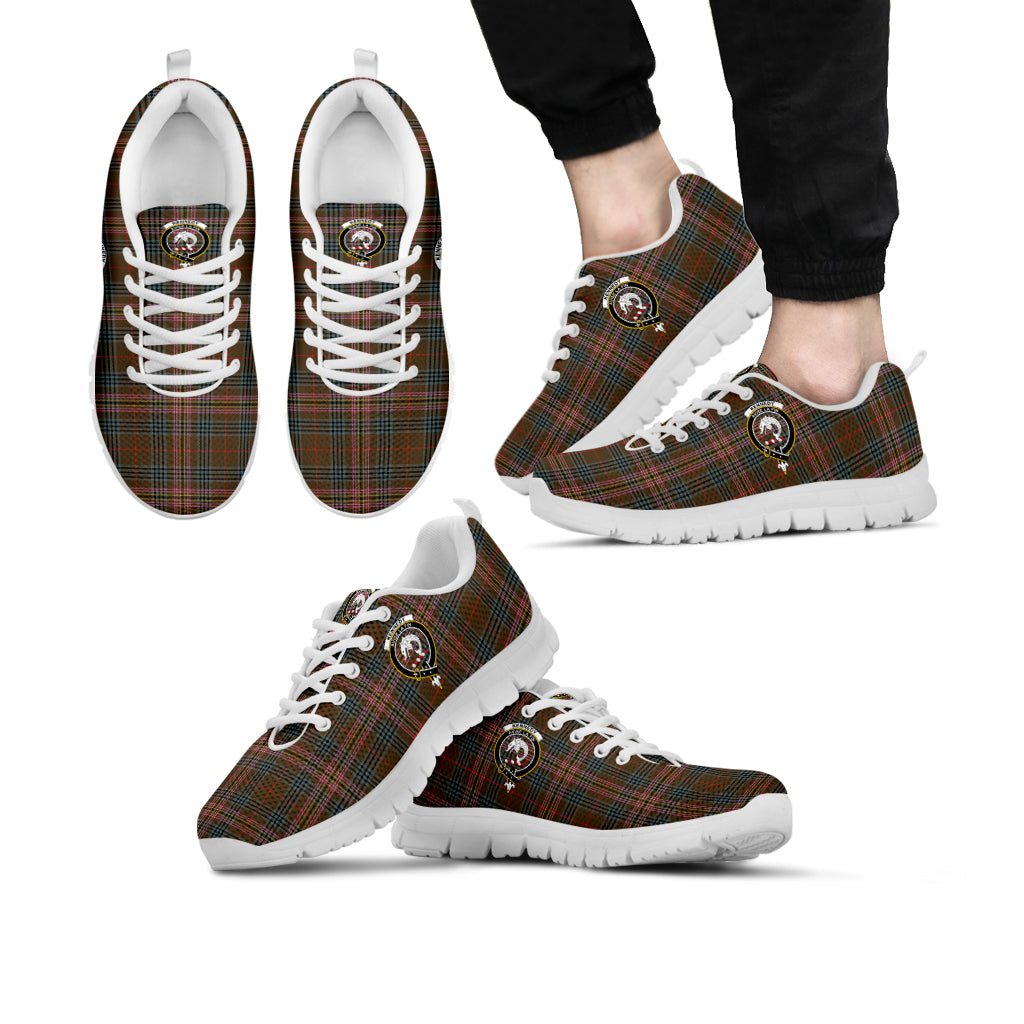 Kennedy Weathered Tartan Sneakers with Family Crest Kid's Sneakers - Tartan Vibes Clothing