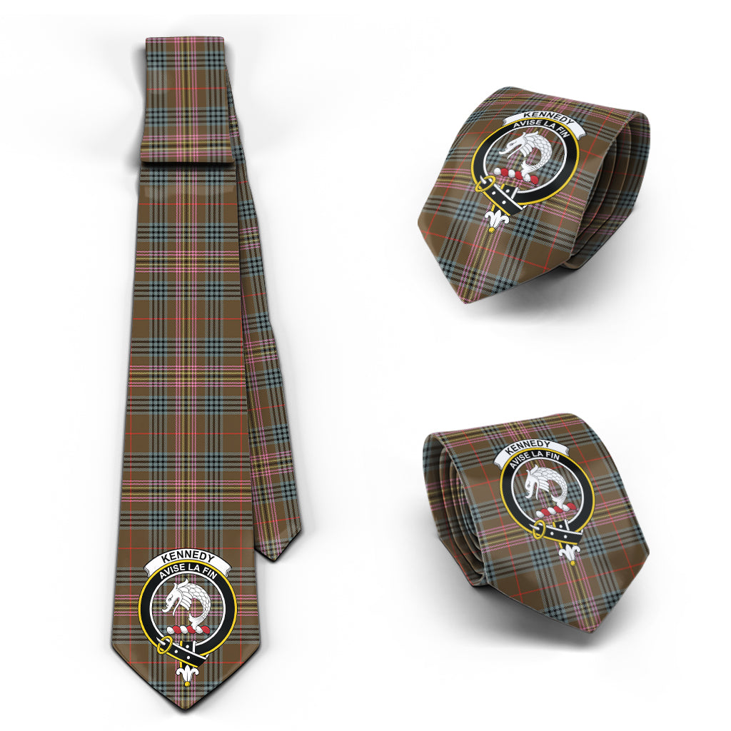 Kennedy Weathered Tartan Classic Necktie with Family Crest Necktie One Size - Tartan Vibes Clothing