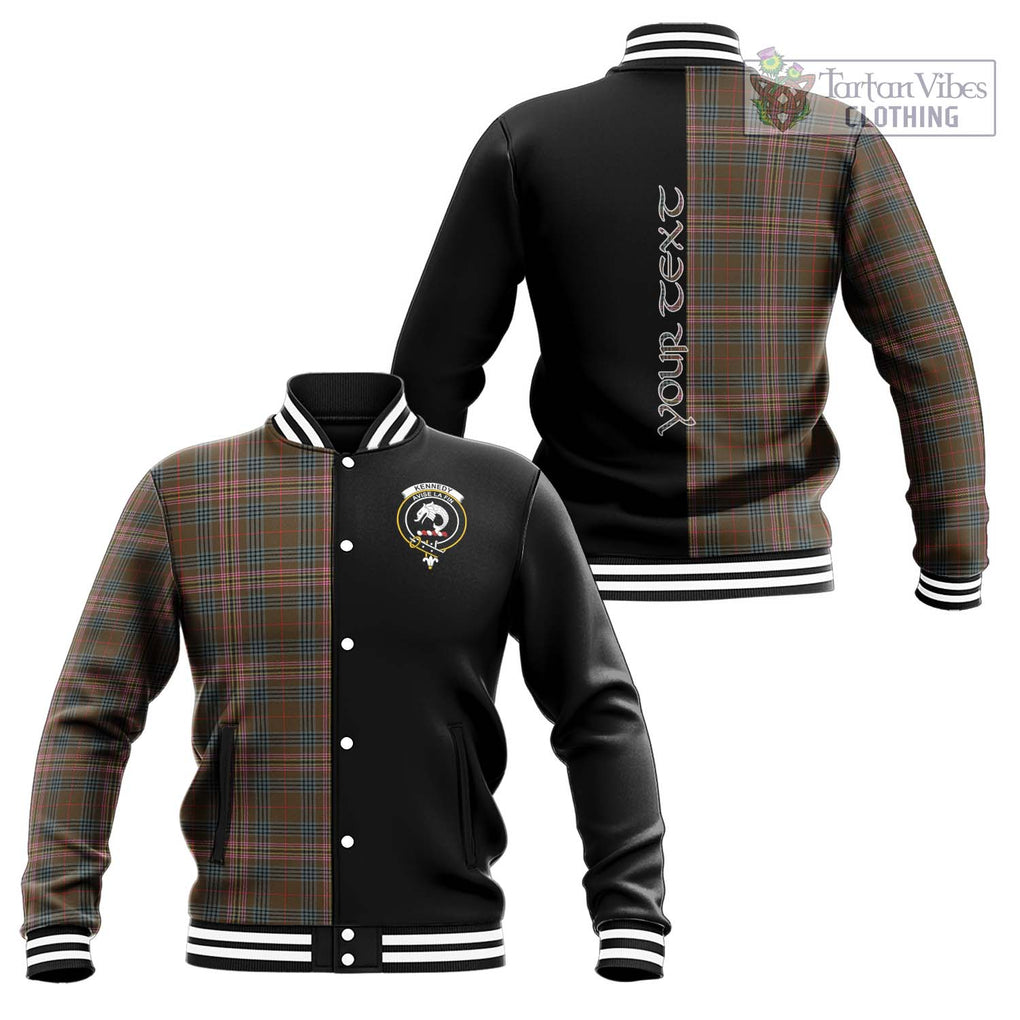 Kennedy Weathered Tartan Baseball Jacket with Family Crest and Half Of Me Style Unisex - Tartanvibesclothing Shop