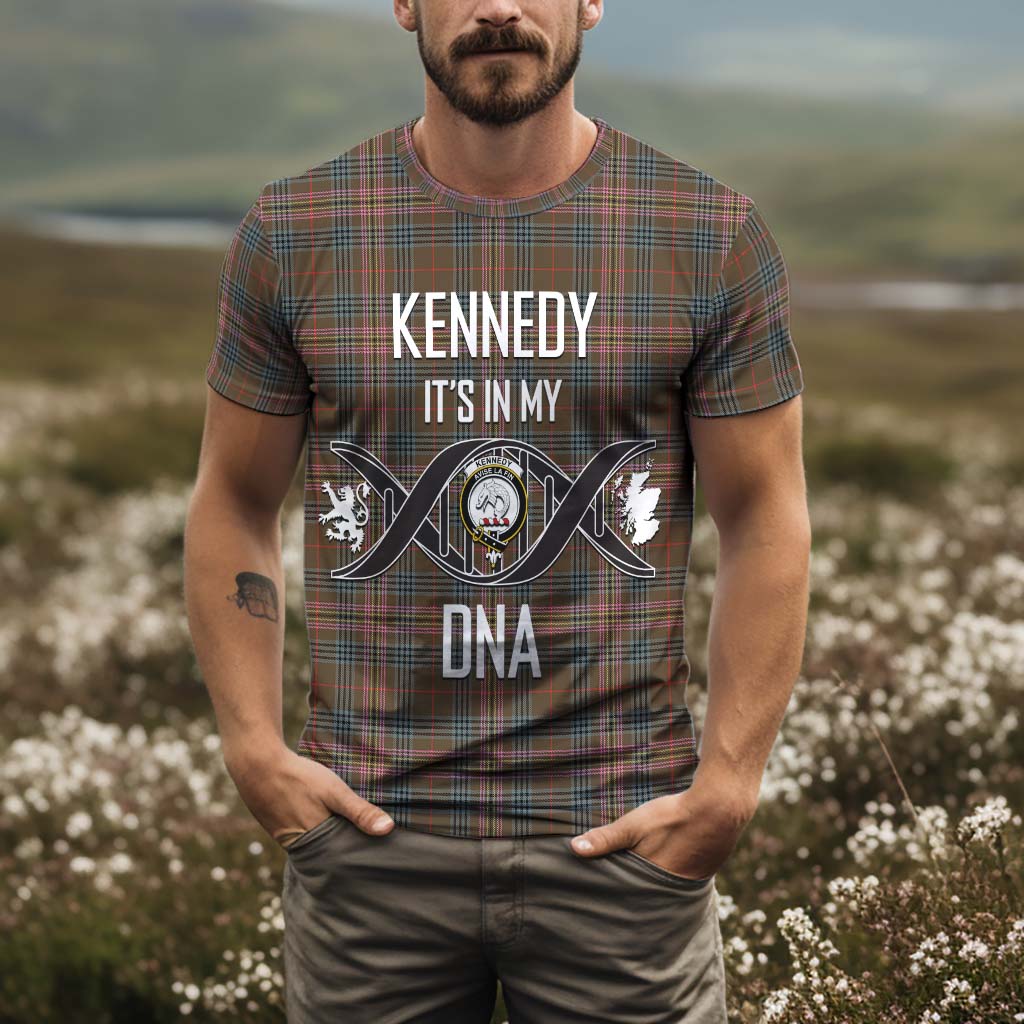 Tartan Vibes Clothing Kennedy Weathered Tartan T-Shirt with Family Crest DNA In Me Style