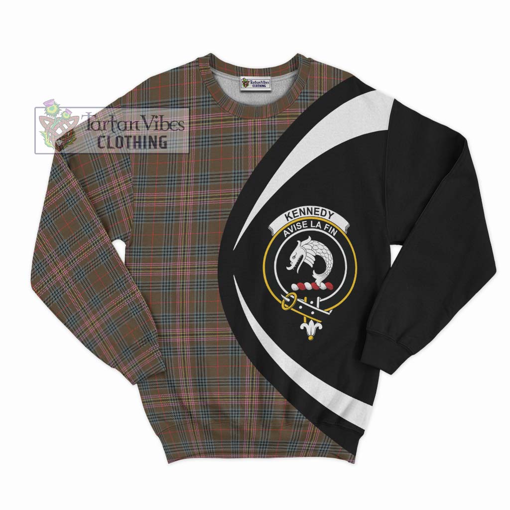 Kennedy Weathered Tartan Sweatshirt with Family Crest Circle Style Unisex - Tartan Vibes Clothing