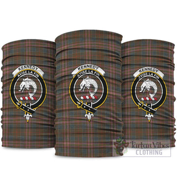 Kennedy Weathered Tartan Neck Gaiters, Tartan Bandanas, Tartan Head Band with Family Crest