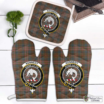 Kennedy Weathered Tartan Combo Oven Mitt & Pot-Holder with Family Crest