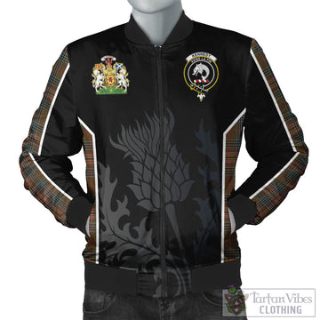 Kennedy Weathered Tartan Bomber Jacket with Family Crest and Scottish Thistle Vibes Sport Style