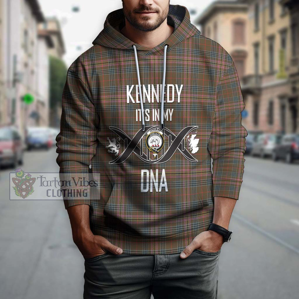 Kennedy Weathered Tartan Hoodie with Family Crest DNA In Me Style Pullover Hoodie - Tartanvibesclothing Shop