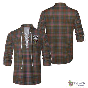 Kennedy Weathered Tartan Men's Scottish Traditional Jacobite Ghillie Kilt Shirt with Family Crest