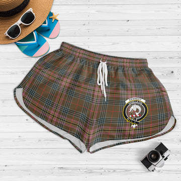 Kennedy Weathered Tartan Womens Shorts with Family Crest