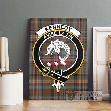 Kennedy Weathered Tartan Canvas Print Wall Art with Family Crest