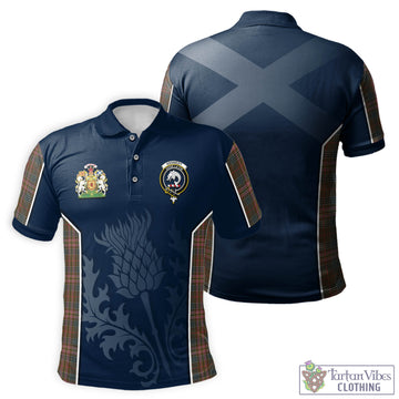 Kennedy Weathered Tartan Men's Polo Shirt with Family Crest and Scottish Thistle Vibes Sport Style