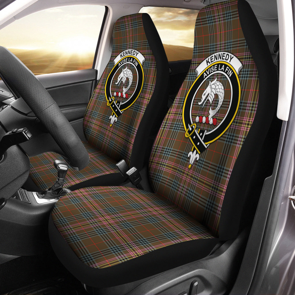 Kennedy Weathered Tartan Car Seat Cover with Family Crest One Size - Tartanvibesclothing