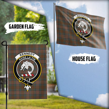 Kennedy Weathered Tartan Flag with Family Crest