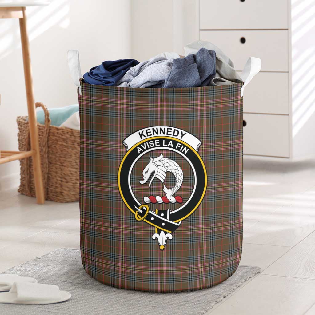 Tartan Vibes Clothing Kennedy Weathered Tartan Laundry Basket with Family Crest