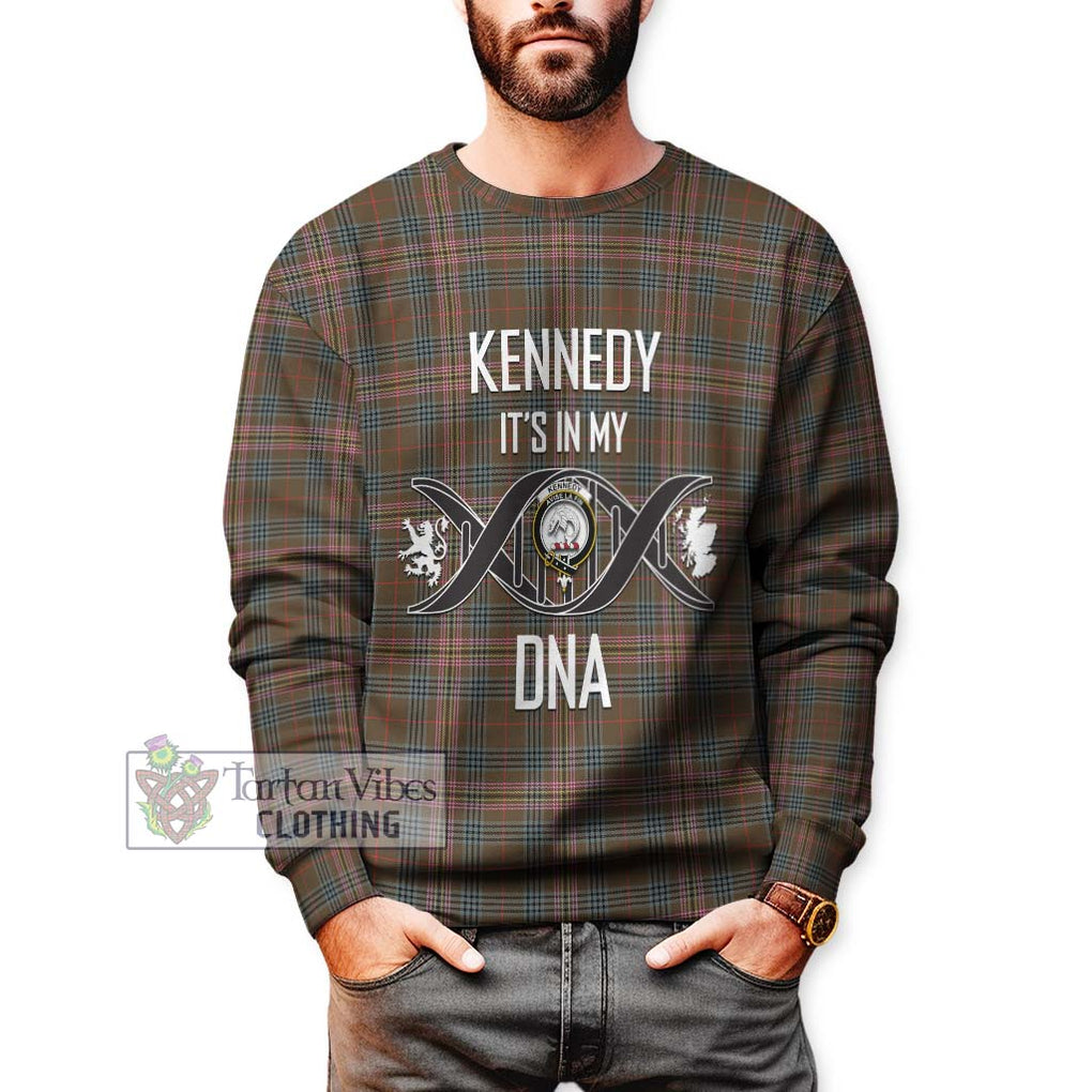 Kennedy Weathered Tartan Sweatshirt with Family Crest DNA In Me Style Unisex - Tartanvibesclothing Shop