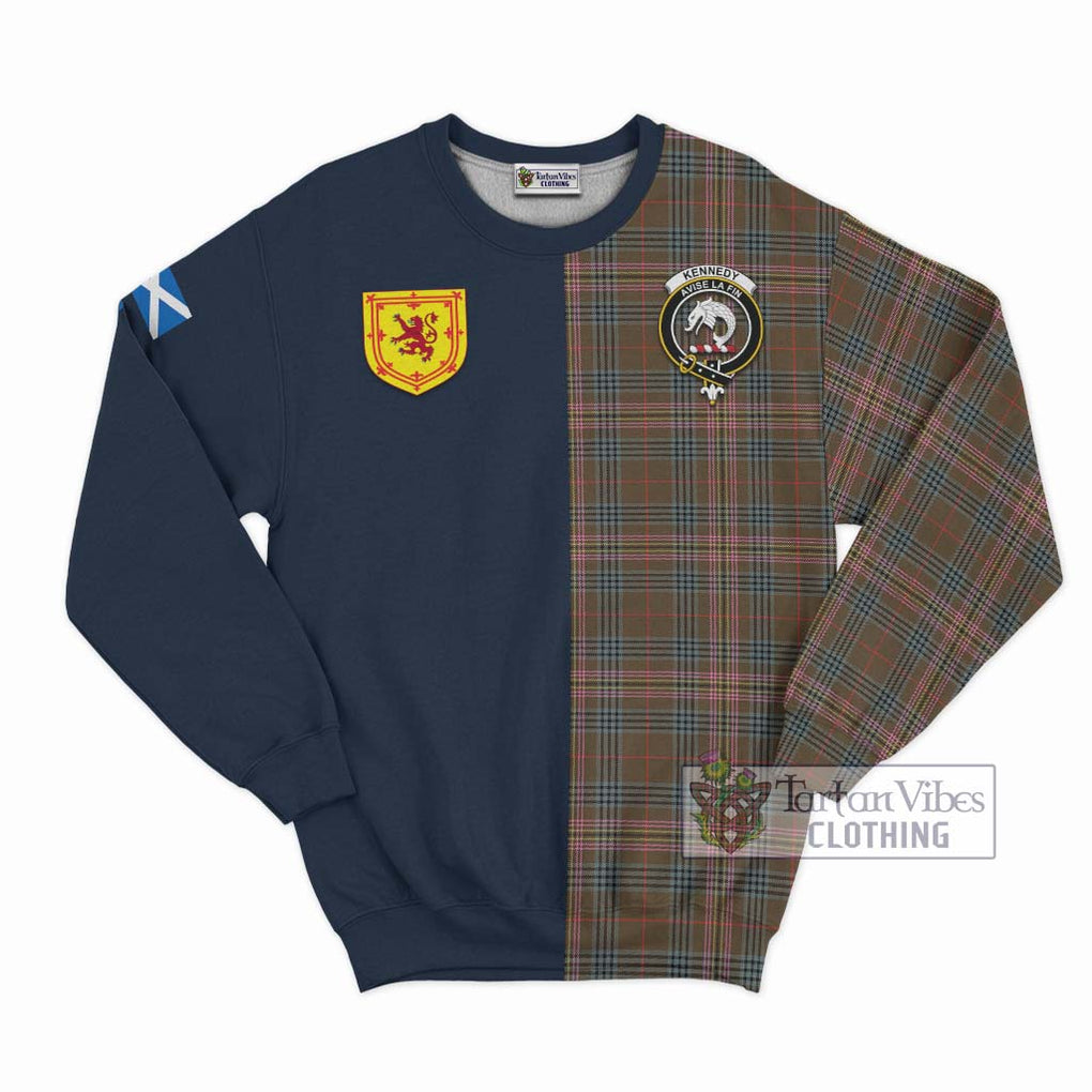 Tartan Vibes Clothing Kennedy Weathered Tartan Sweatshirt with Scottish Lion Royal Arm Half Style