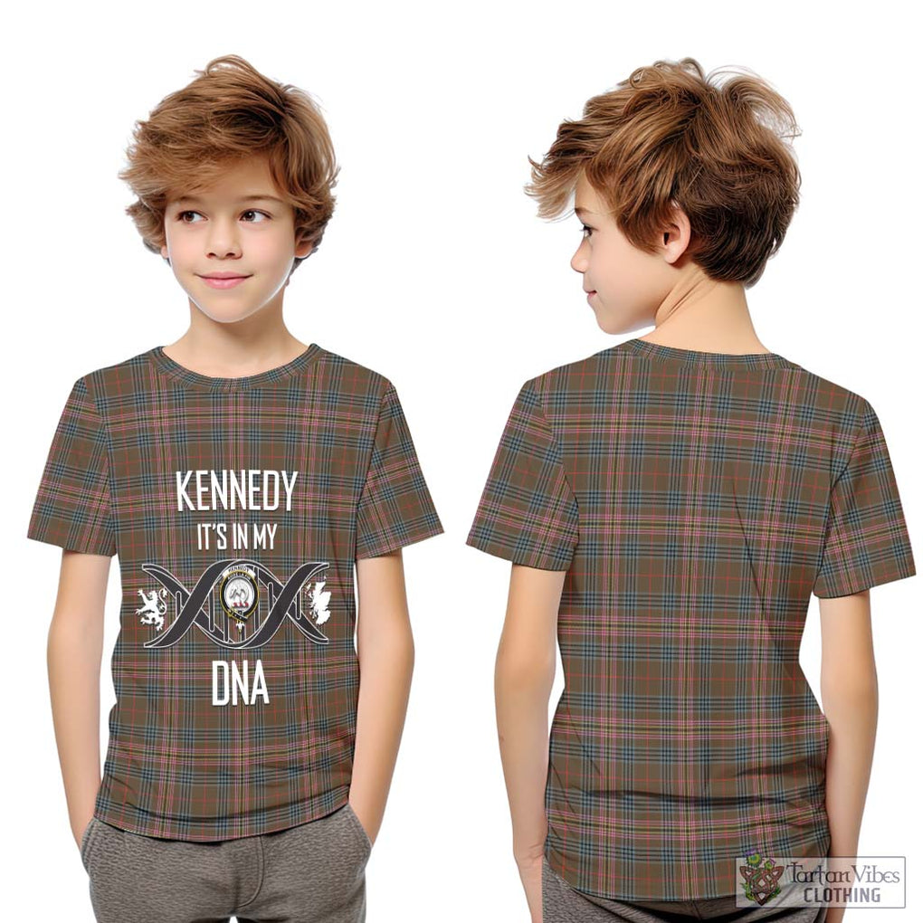 Kennedy Weathered Tartan Kid T-Shirt with Family Crest DNA In Me Style Youth XL Size14 - Tartanvibesclothing Shop