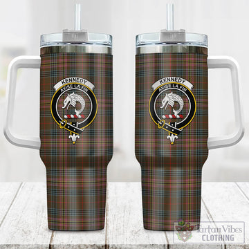 Kennedy Weathered Tartan and Family Crest Tumbler with Handle