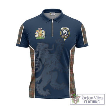 Kennedy Weathered Tartan Zipper Polo Shirt with Family Crest and Lion Rampant Vibes Sport Style