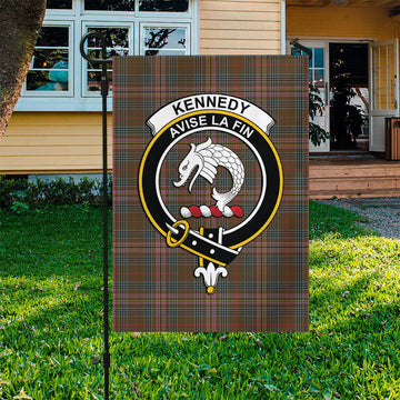 Kennedy Weathered Tartan Flag with Family Crest