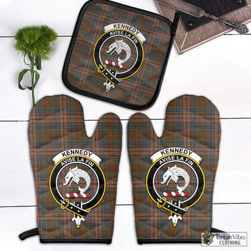 Kennedy Weathered Tartan Combo Oven Mitt & Pot-Holder with Family Crest