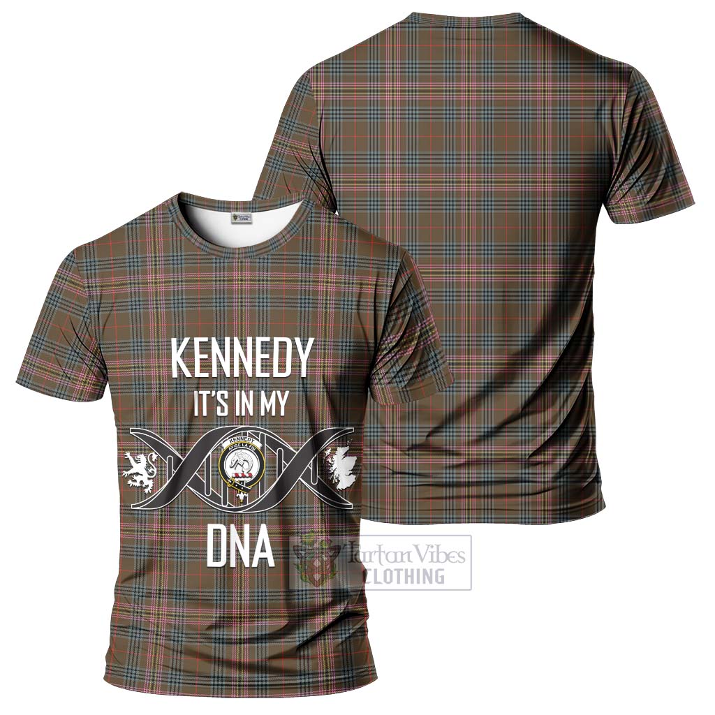 Tartan Vibes Clothing Kennedy Weathered Tartan T-Shirt with Family Crest DNA In Me Style