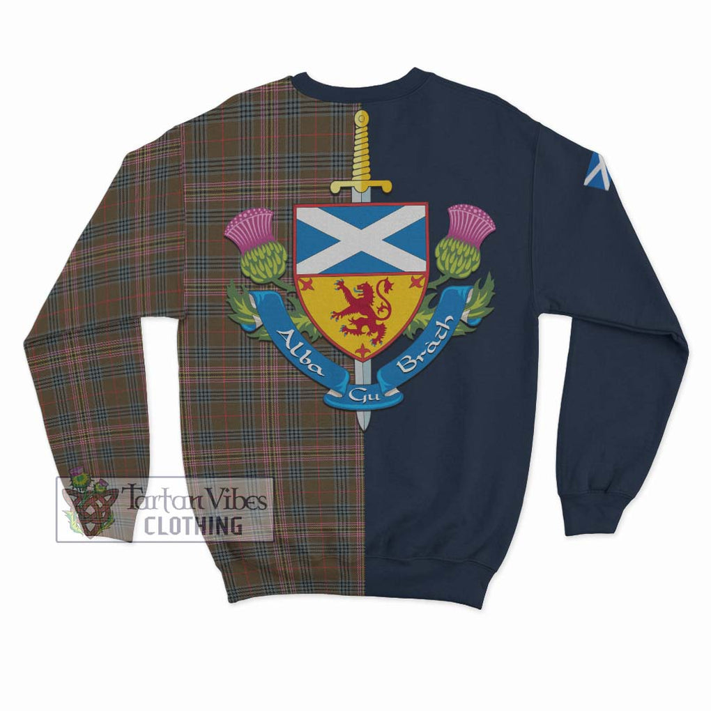 Tartan Vibes Clothing Kennedy Weathered Tartan Sweatshirt with Scottish Lion Royal Arm Half Style