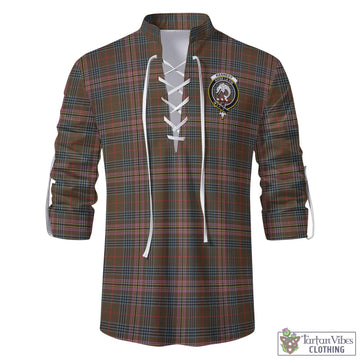 Kennedy Weathered Tartan Men's Scottish Traditional Jacobite Ghillie Kilt Shirt with Family Crest