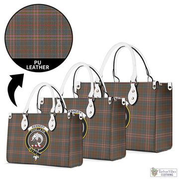 Kennedy Weathered Tartan Luxury Leather Handbags with Family Crest